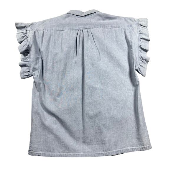 Trovata Chambray Ruffle Sleeve Blouse Small - Picture 7 of 7